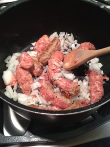Sausage and Onions cooking