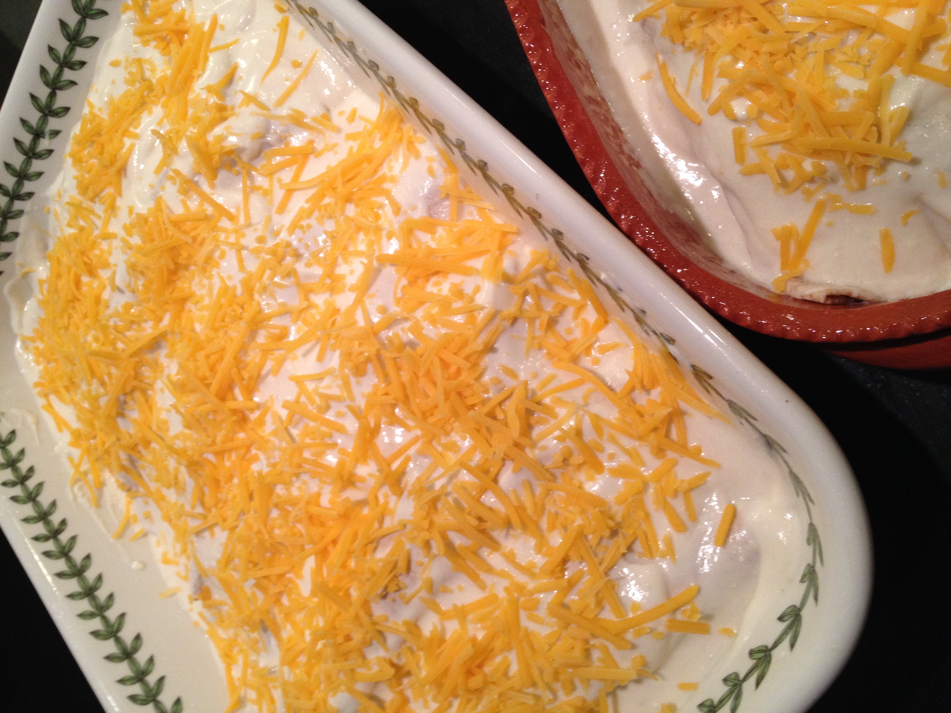 Sprinkle cheese on top- ready for baking