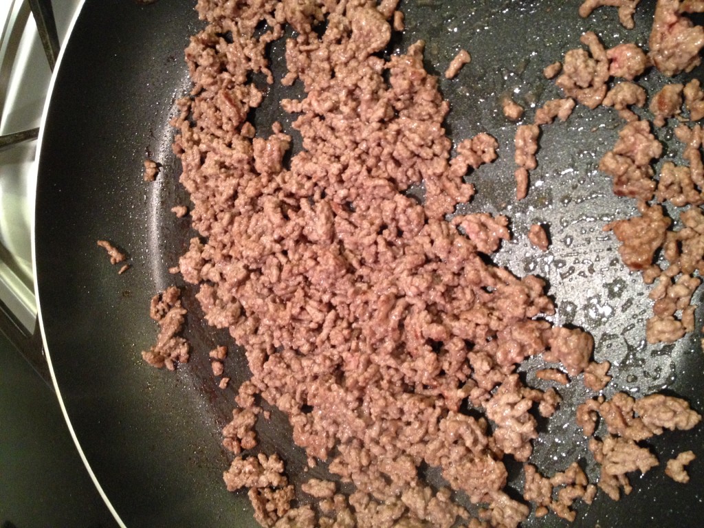 Ground Beef all cooked and no longer pink.