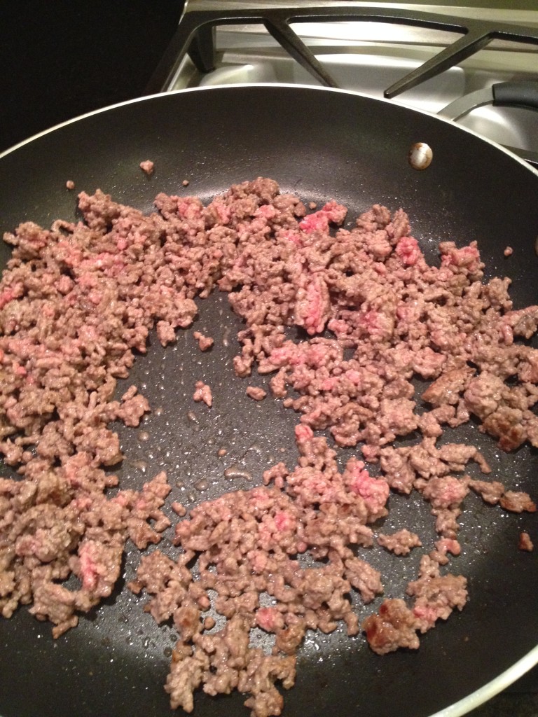 Ground Beef almost ready still a little pink