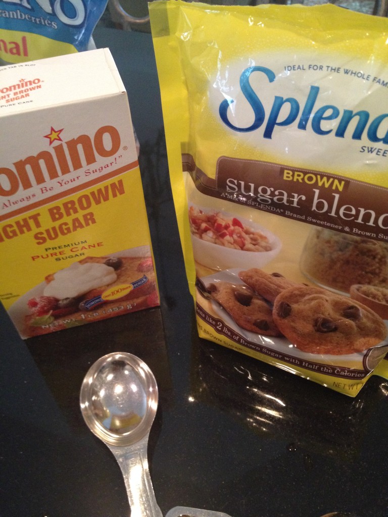 Brown Sugar  -  I use Splenda Brown Sugar Blend.  Living with a diabetic makes me aware of sugar.
