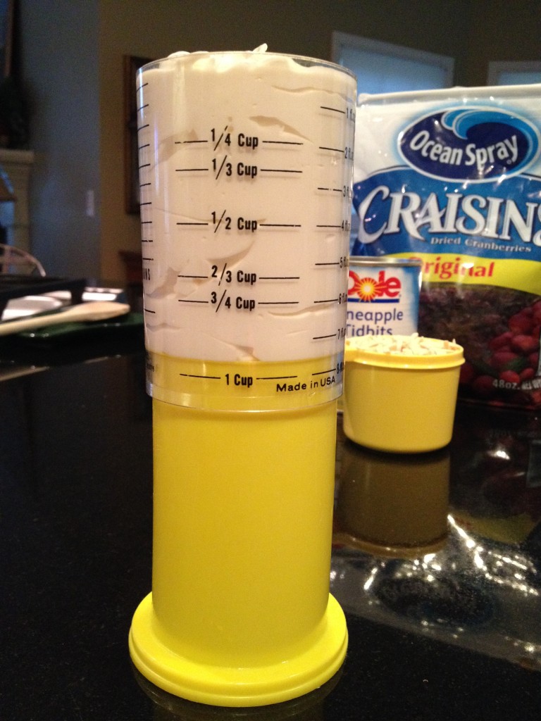 Measuring cup that makes measuring mayo, honey anything sticky easy.  Just Plop out.