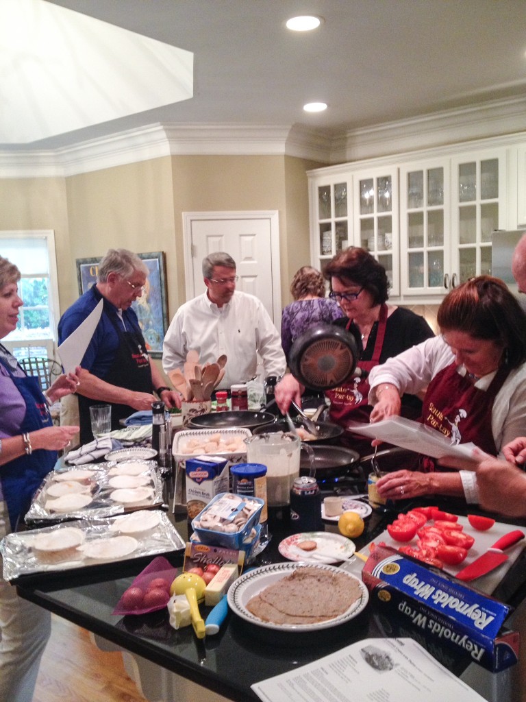 Saute Par-tay Gourmet Cooking Group:  We meet monthly during the fall and winter and cook together.  So much fun and fellowship with kindred spirits who love cooking  and eating good food.  We all cook!!!