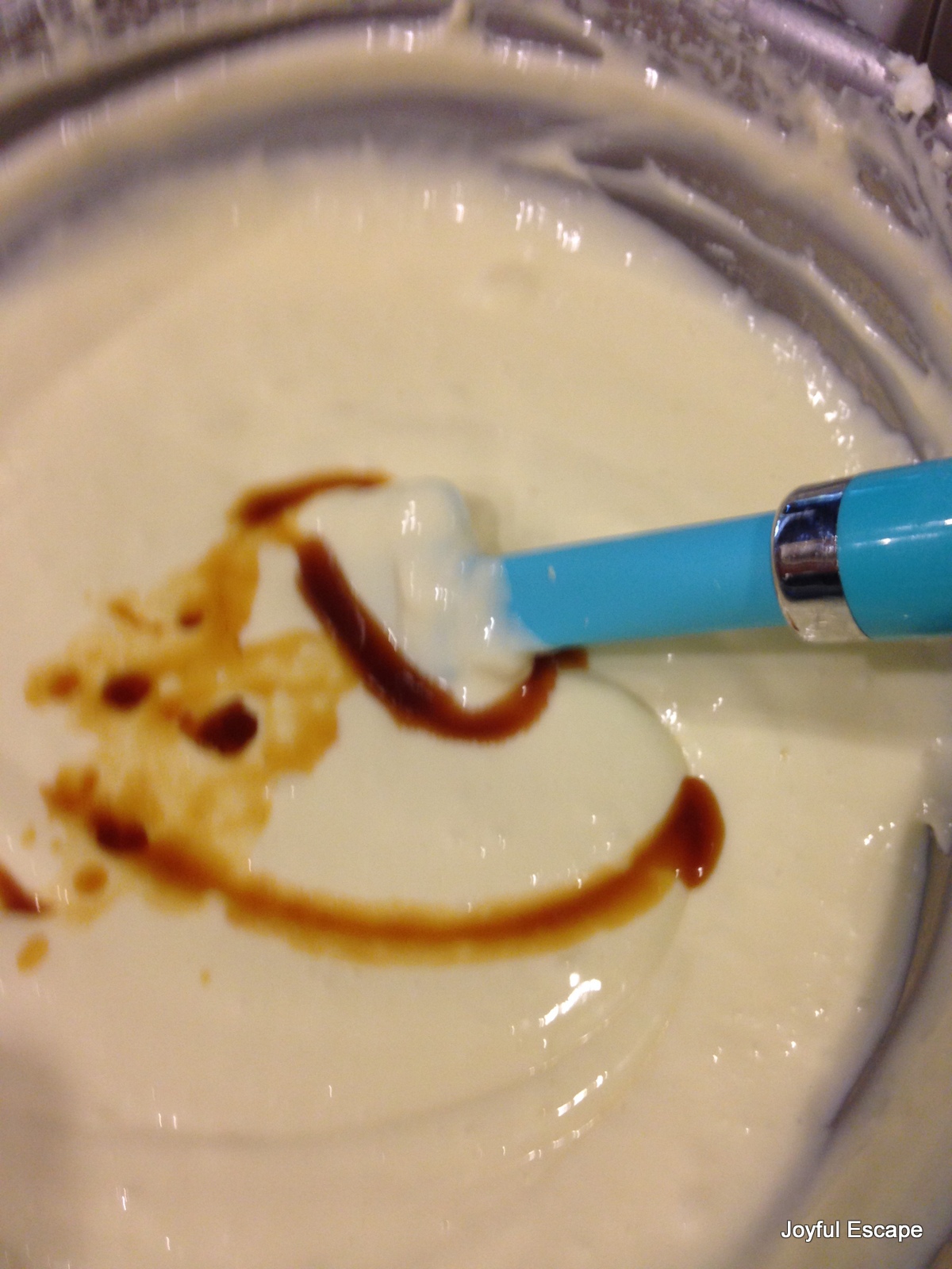 Add vanilla and stir into mixture - do not use mixer