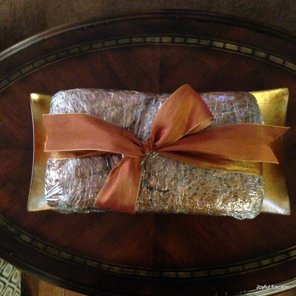 Wrapped and ready to share the joy of homemade bread for a fall gift.